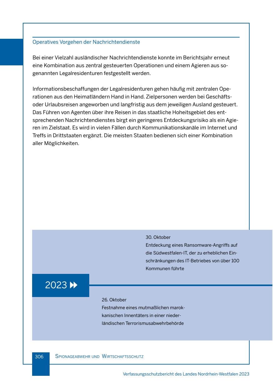 Seite 306 des Verfassungsschutzbericht 2023 Nordrhein-Westfalen