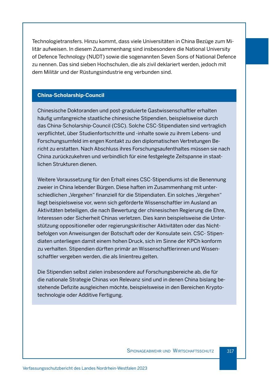 Seite 317 des Verfassungsschutzbericht 2023 Nordrhein-Westfalen