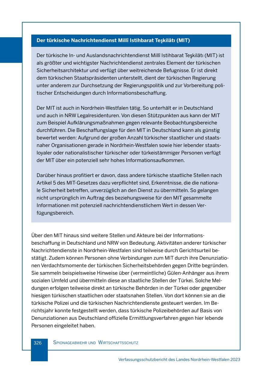 Seite 326 des Verfassungsschutzbericht 2023 Nordrhein-Westfalen