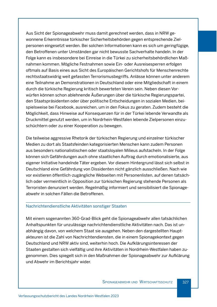 Seite 327 des Verfassungsschutzbericht 2023 Nordrhein-Westfalen