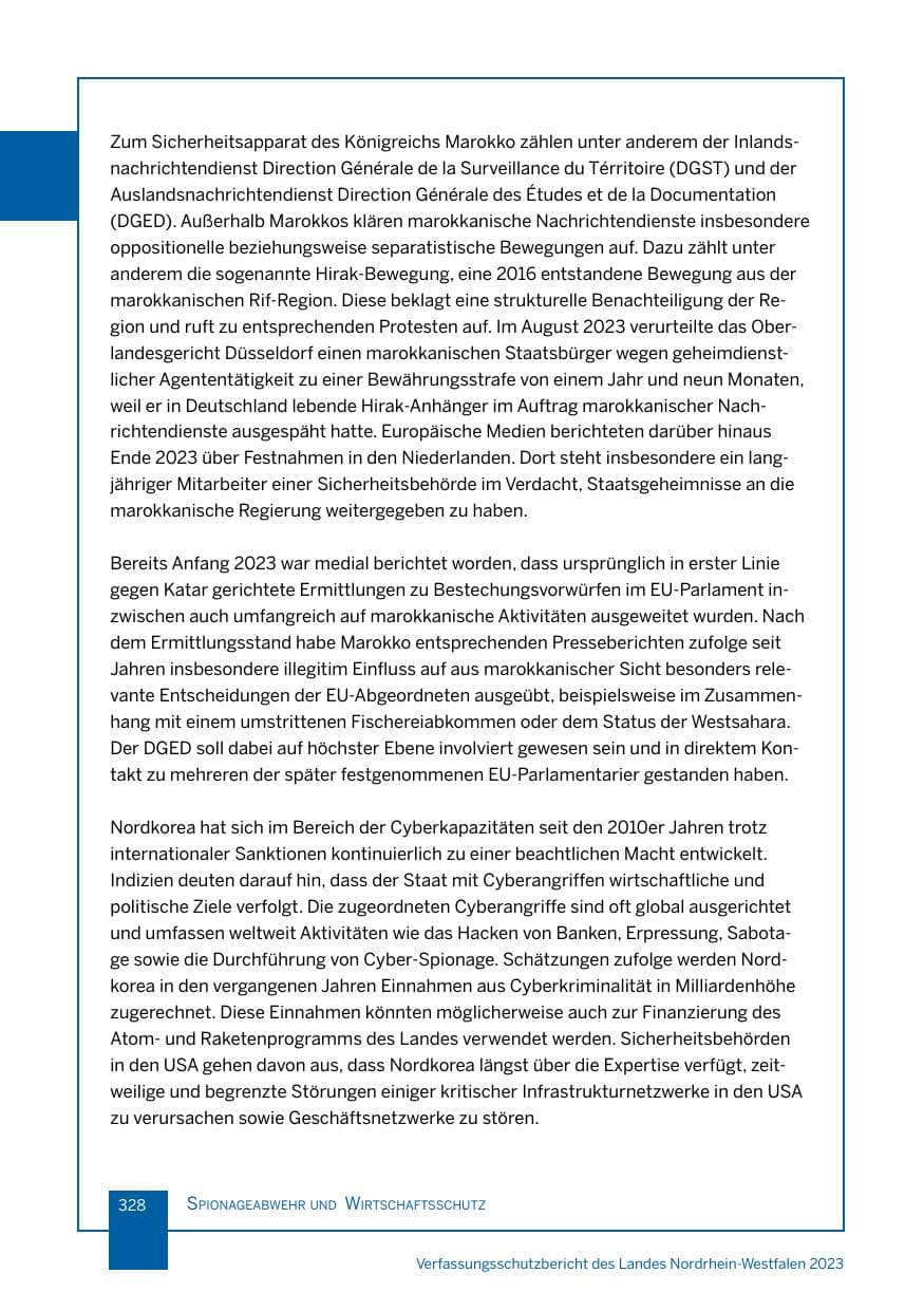 Seite 328 des Verfassungsschutzbericht 2023 Nordrhein-Westfalen