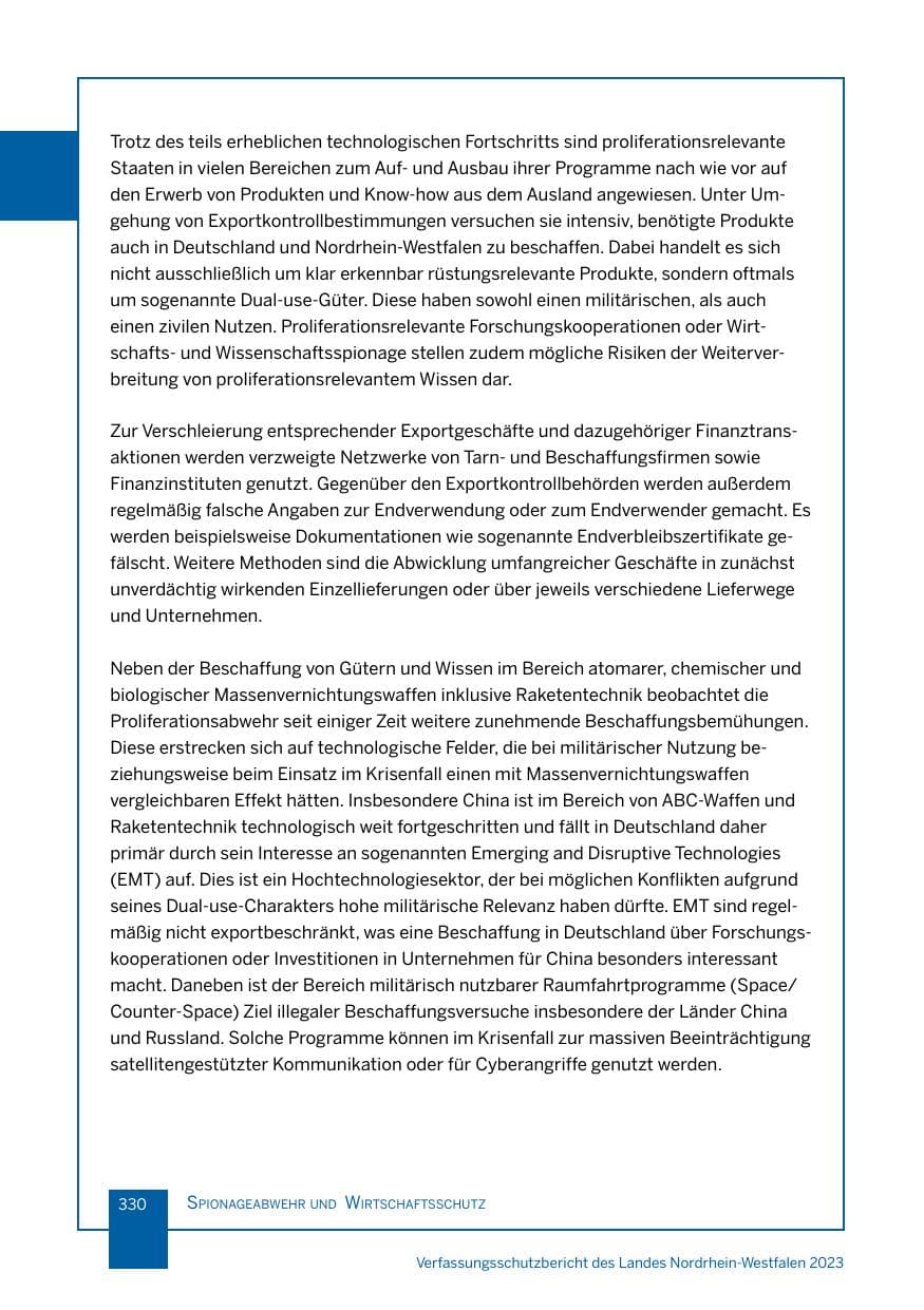 Seite 330 des Verfassungsschutzbericht 2023 Nordrhein-Westfalen