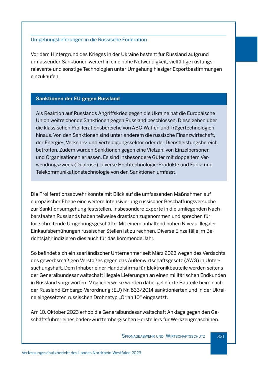 Seite 331 des Verfassungsschutzbericht 2023 Nordrhein-Westfalen