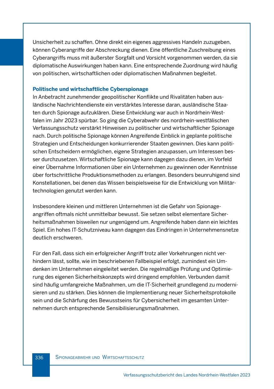 Seite 336 des Verfassungsschutzbericht 2023 Nordrhein-Westfalen