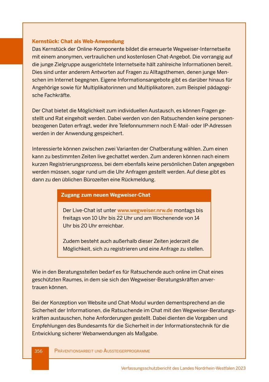 Seite 356 des Verfassungsschutzbericht 2023 Nordrhein-Westfalen