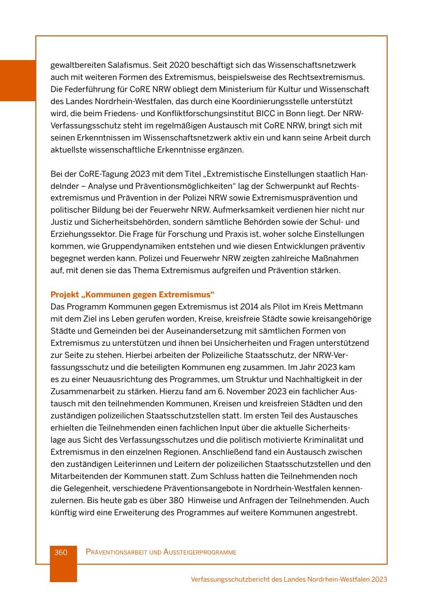 Seite 360 des Verfassungsschutzbericht 2023 Nordrhein-Westfalen