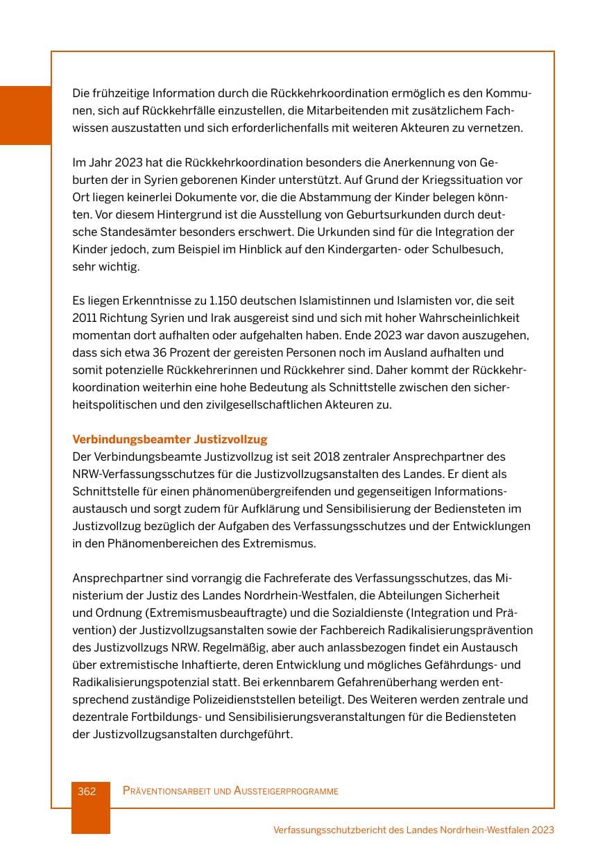 Seite 362 des Verfassungsschutzbericht 2023 Nordrhein-Westfalen