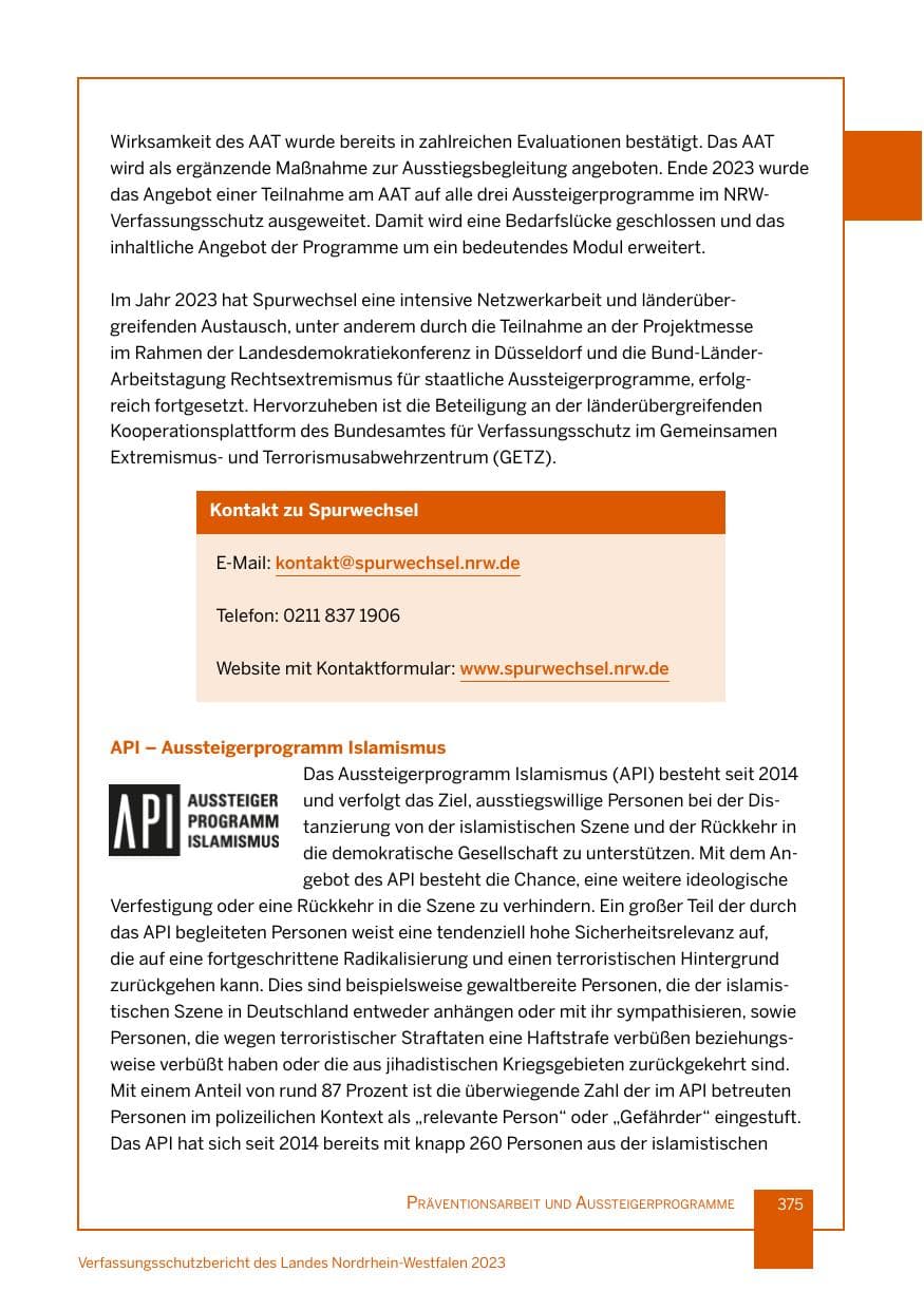 Seite 375 des Verfassungsschutzbericht 2023 Nordrhein-Westfalen