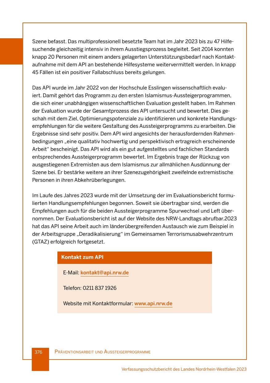 Seite 376 des Verfassungsschutzbericht 2023 Nordrhein-Westfalen