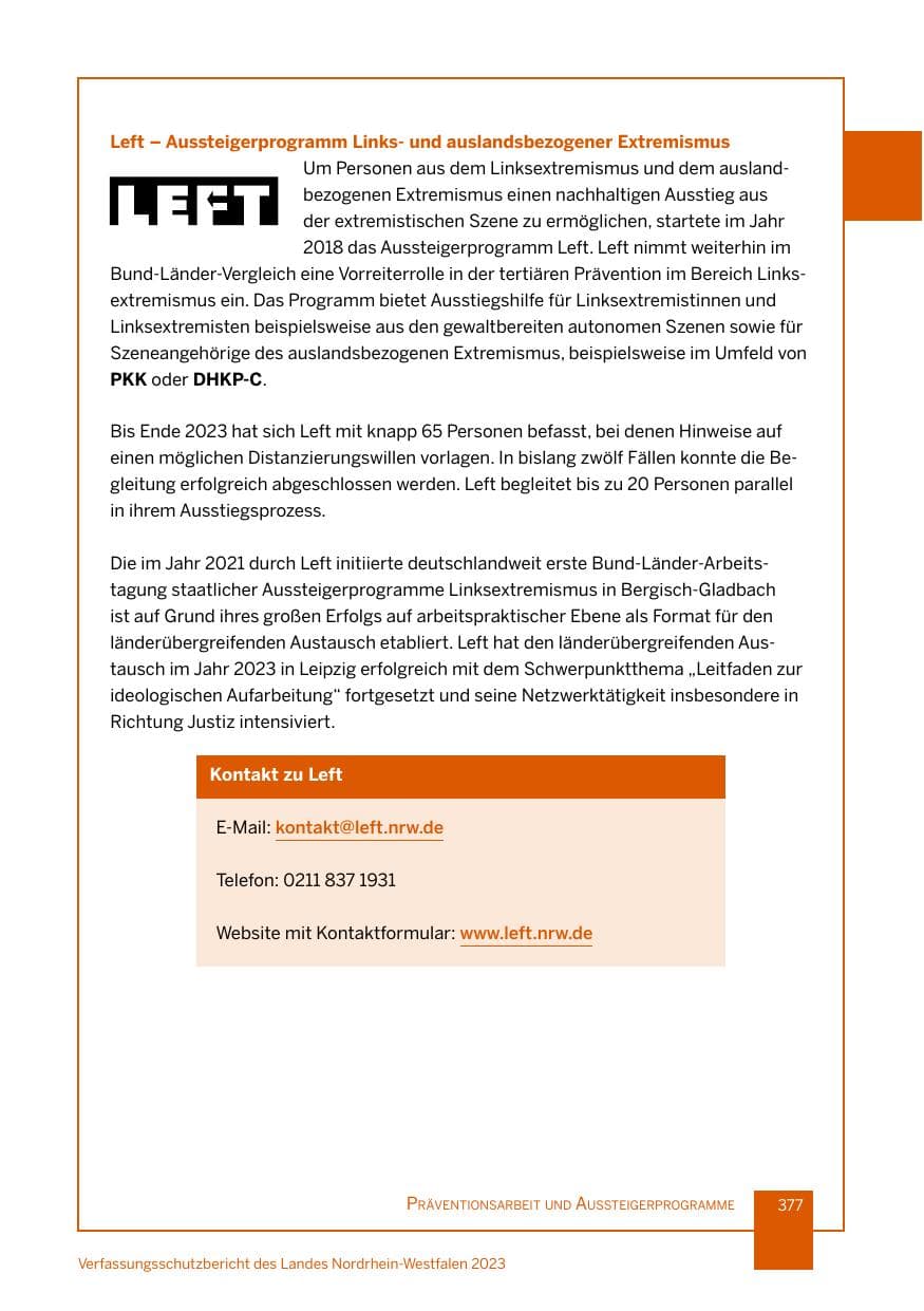 Seite 377 des Verfassungsschutzbericht 2023 Nordrhein-Westfalen