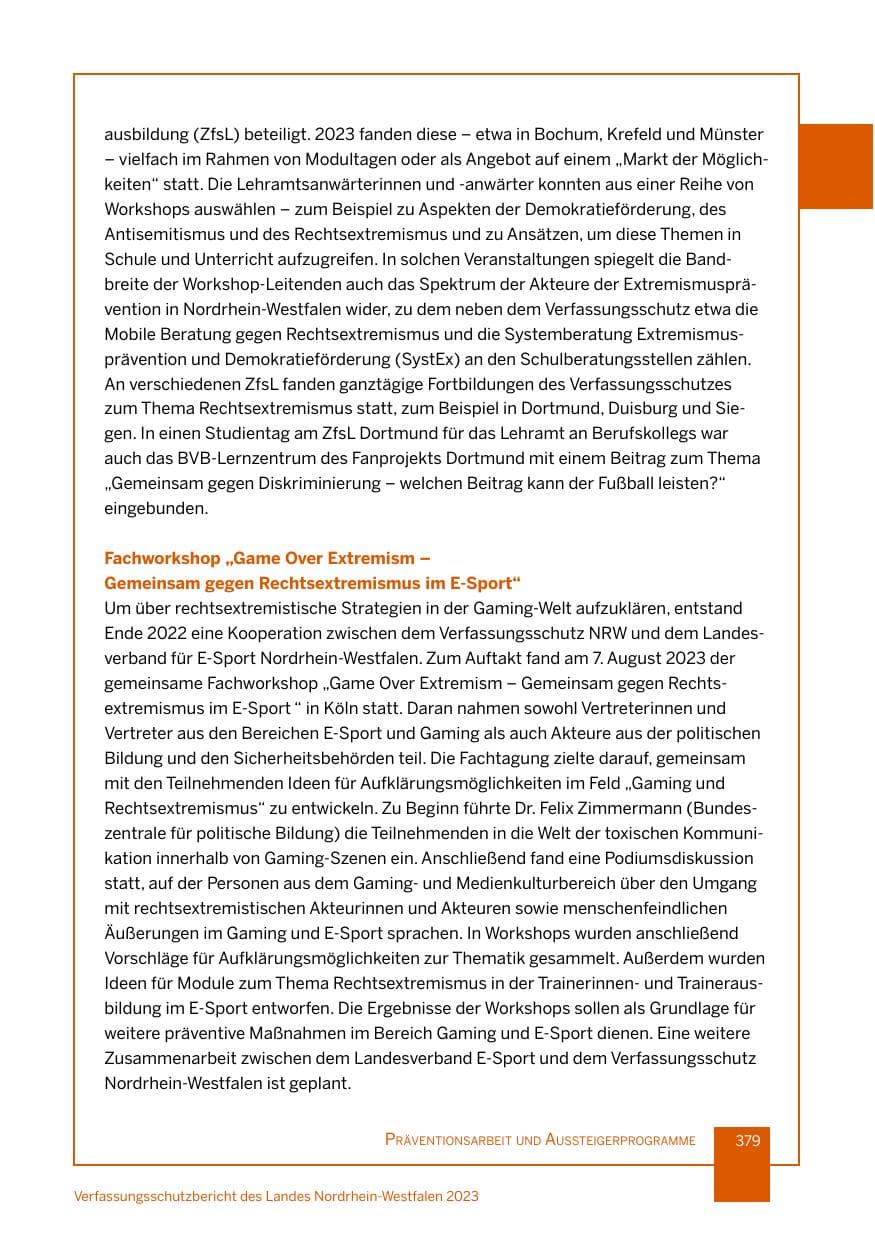 Seite 379 des Verfassungsschutzbericht 2023 Nordrhein-Westfalen