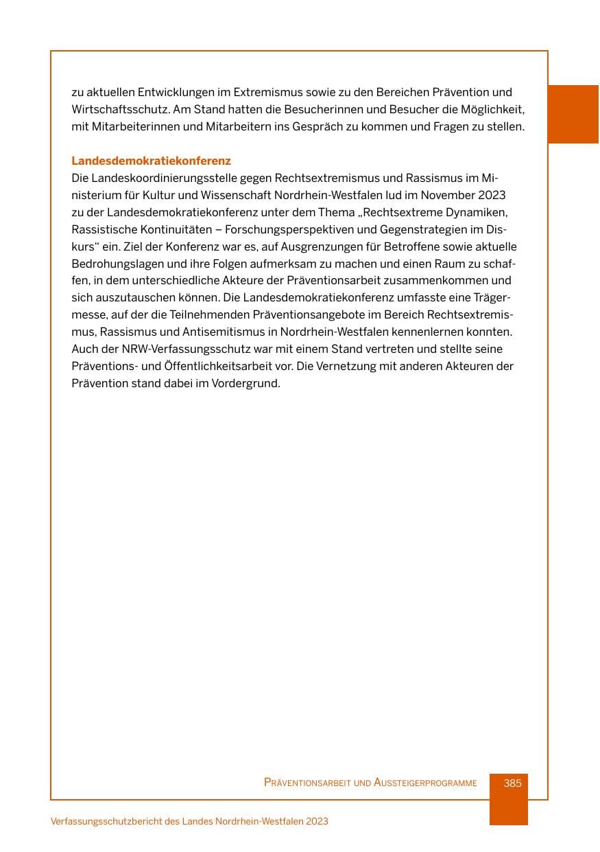 Seite 385 des Verfassungsschutzbericht 2023 Nordrhein-Westfalen