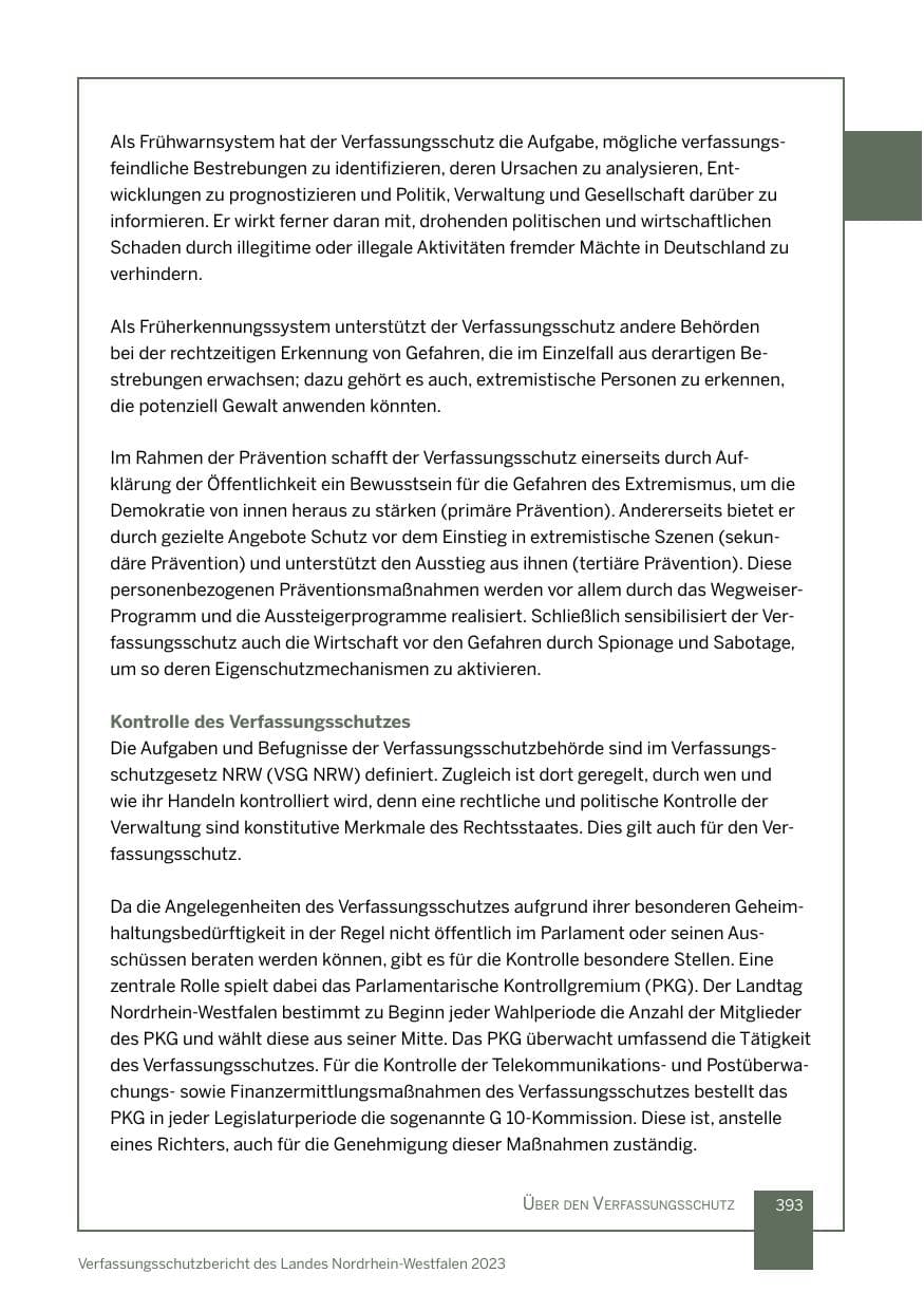 Seite 393 des Verfassungsschutzbericht 2023 Nordrhein-Westfalen