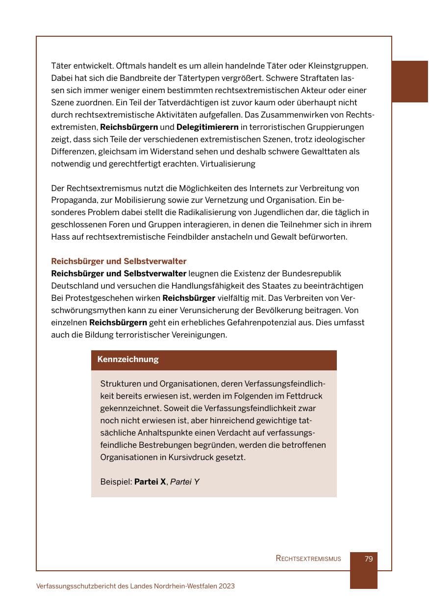 Seite 79 des Verfassungsschutzbericht 2023 Nordrhein-Westfalen