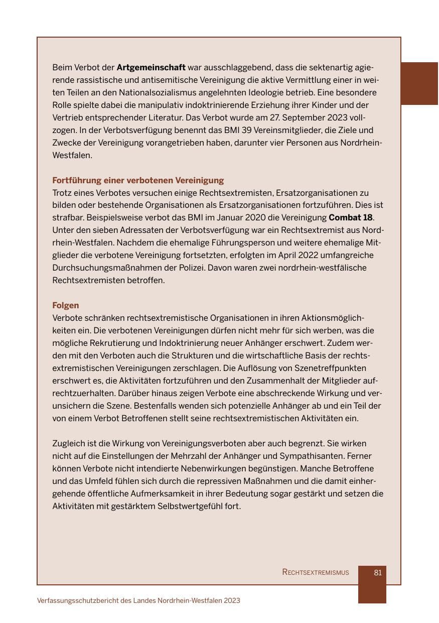 Seite 81 des Verfassungsschutzbericht 2023 Nordrhein-Westfalen
