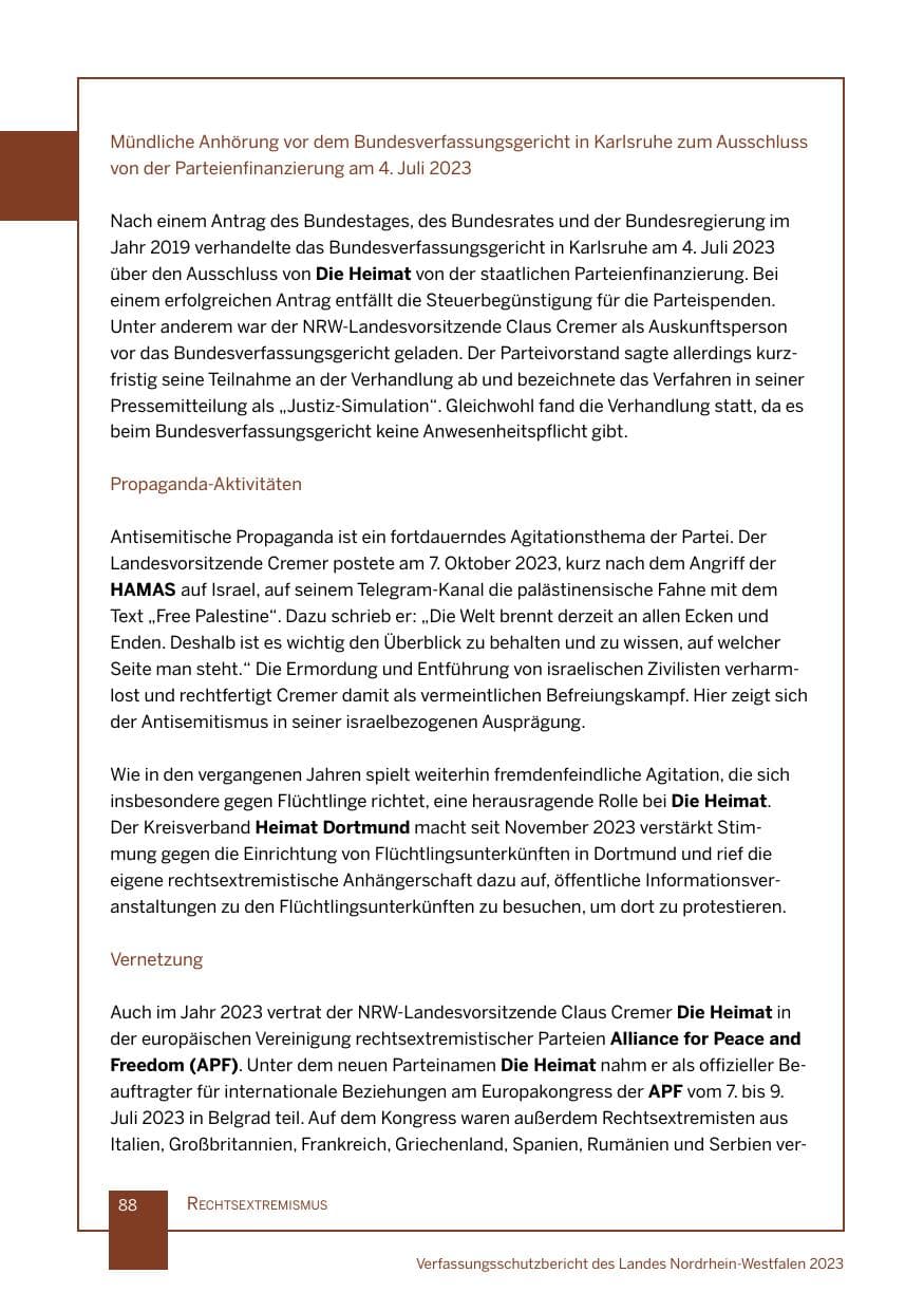 Seite 88 des Verfassungsschutzbericht 2023 Nordrhein-Westfalen