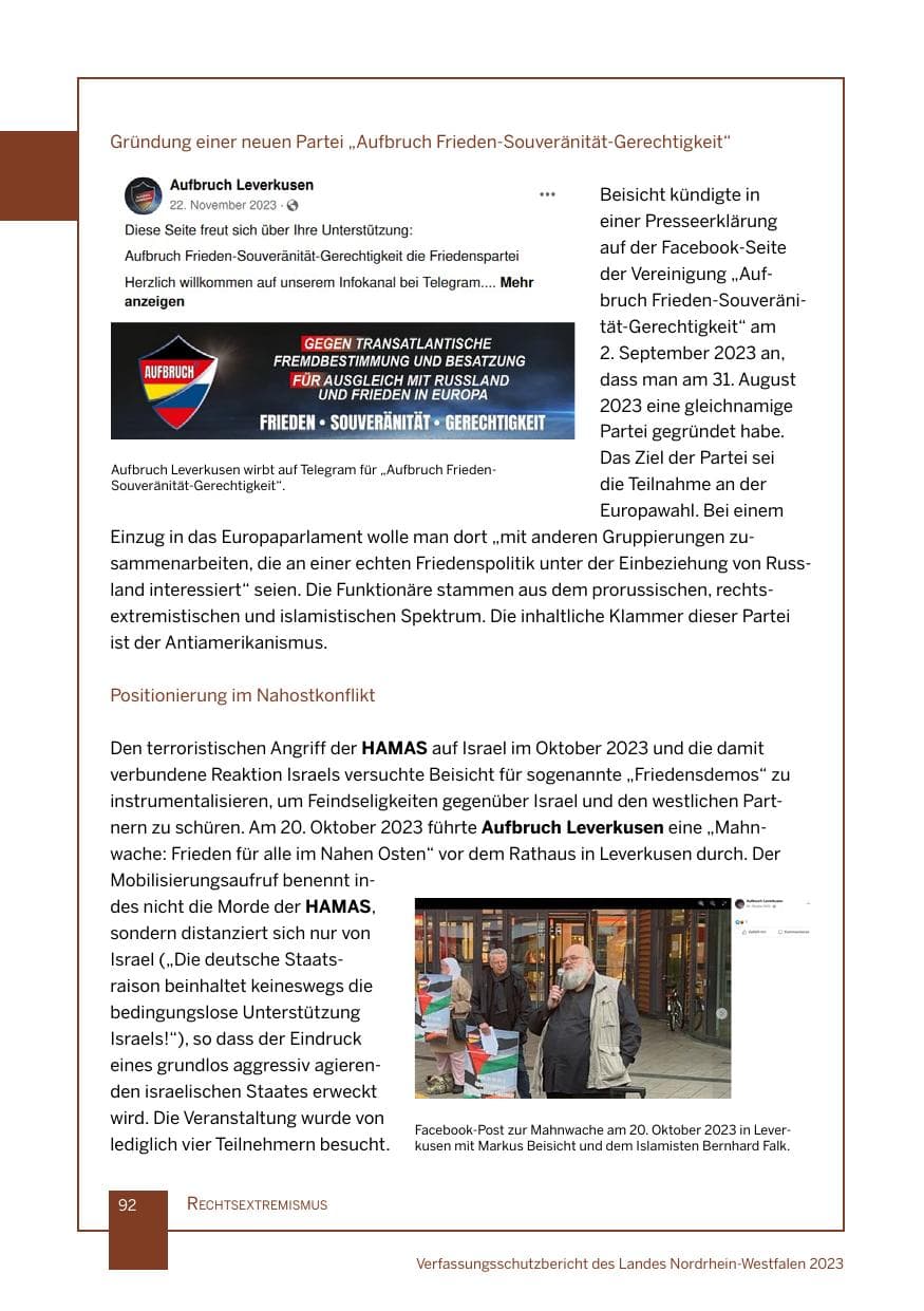 Seite 92 des Verfassungsschutzbericht 2023 Nordrhein-Westfalen