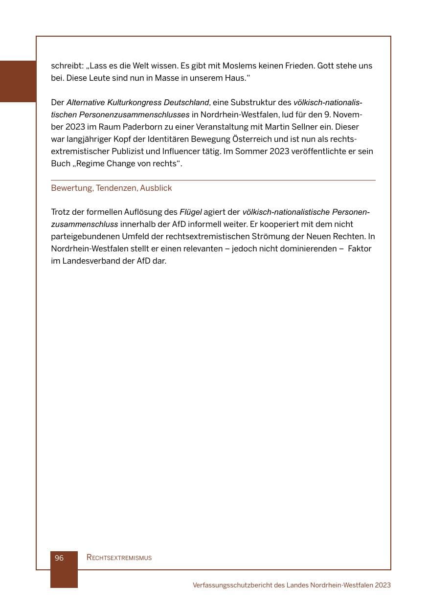 Seite 96 des Verfassungsschutzbericht 2023 Nordrhein-Westfalen