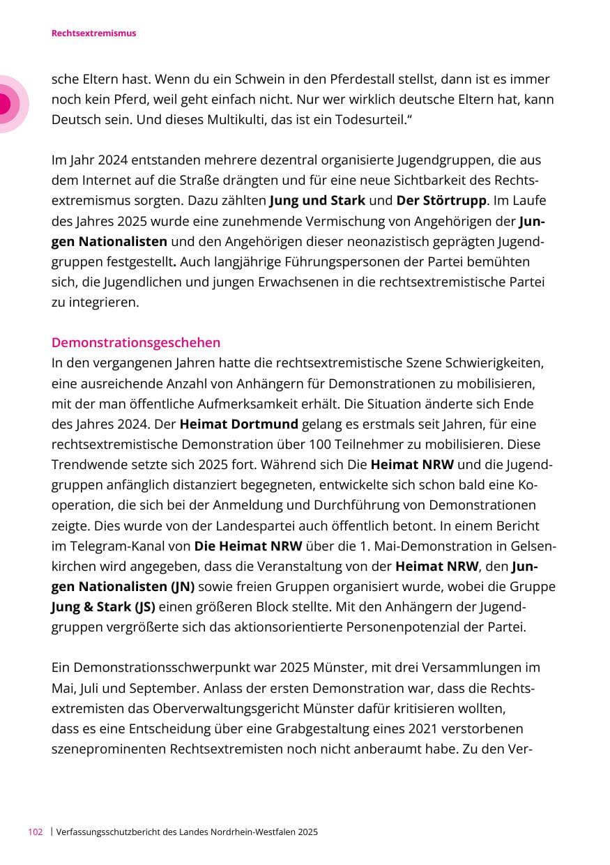 Seite 102 des Verfassungsschutzbericht 2025 Nordrhein-Westfalen