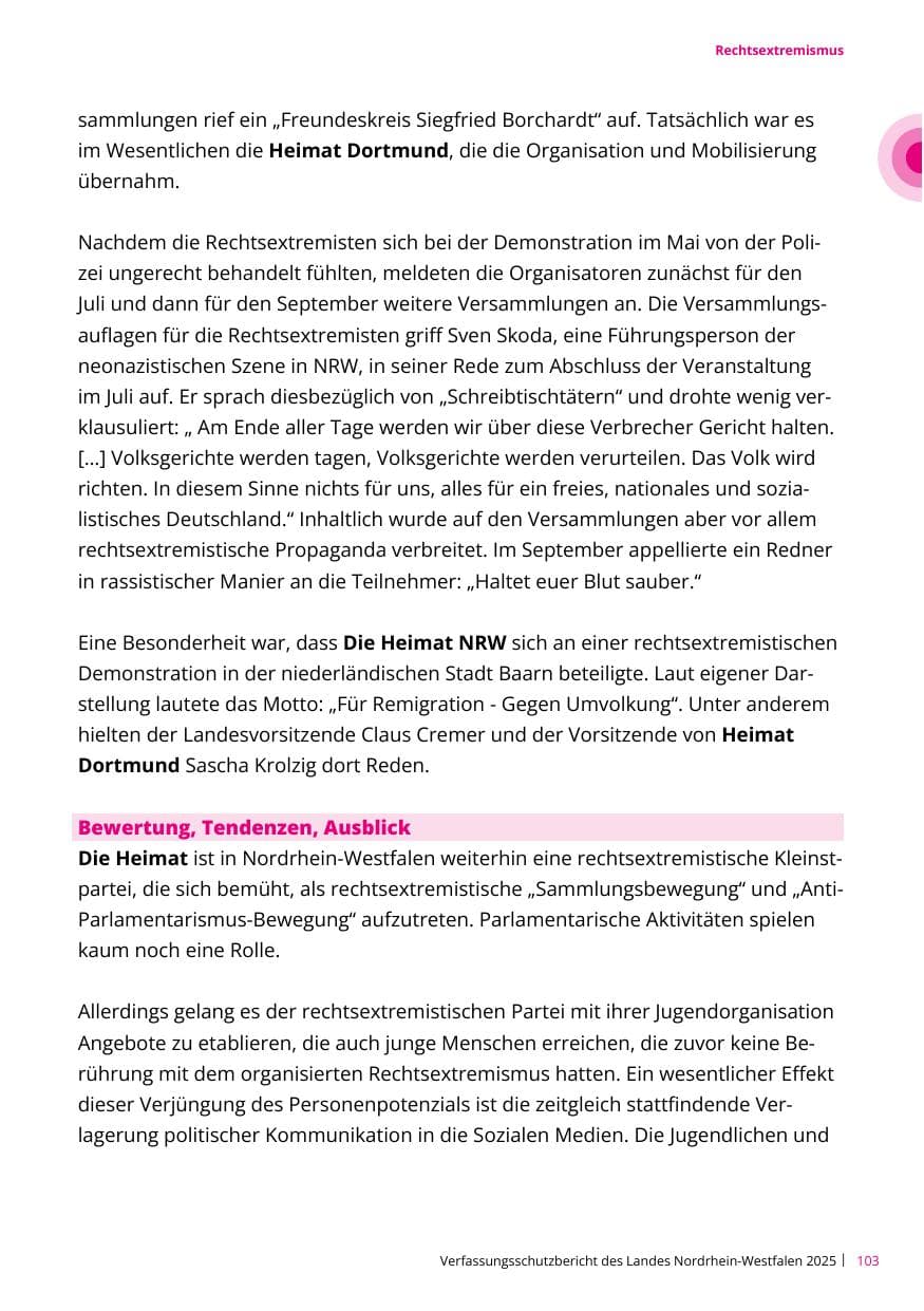 Seite 103 des Verfassungsschutzbericht 2025 Nordrhein-Westfalen