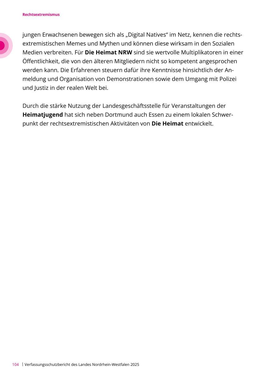Seite 104 des Verfassungsschutzbericht 2025 Nordrhein-Westfalen