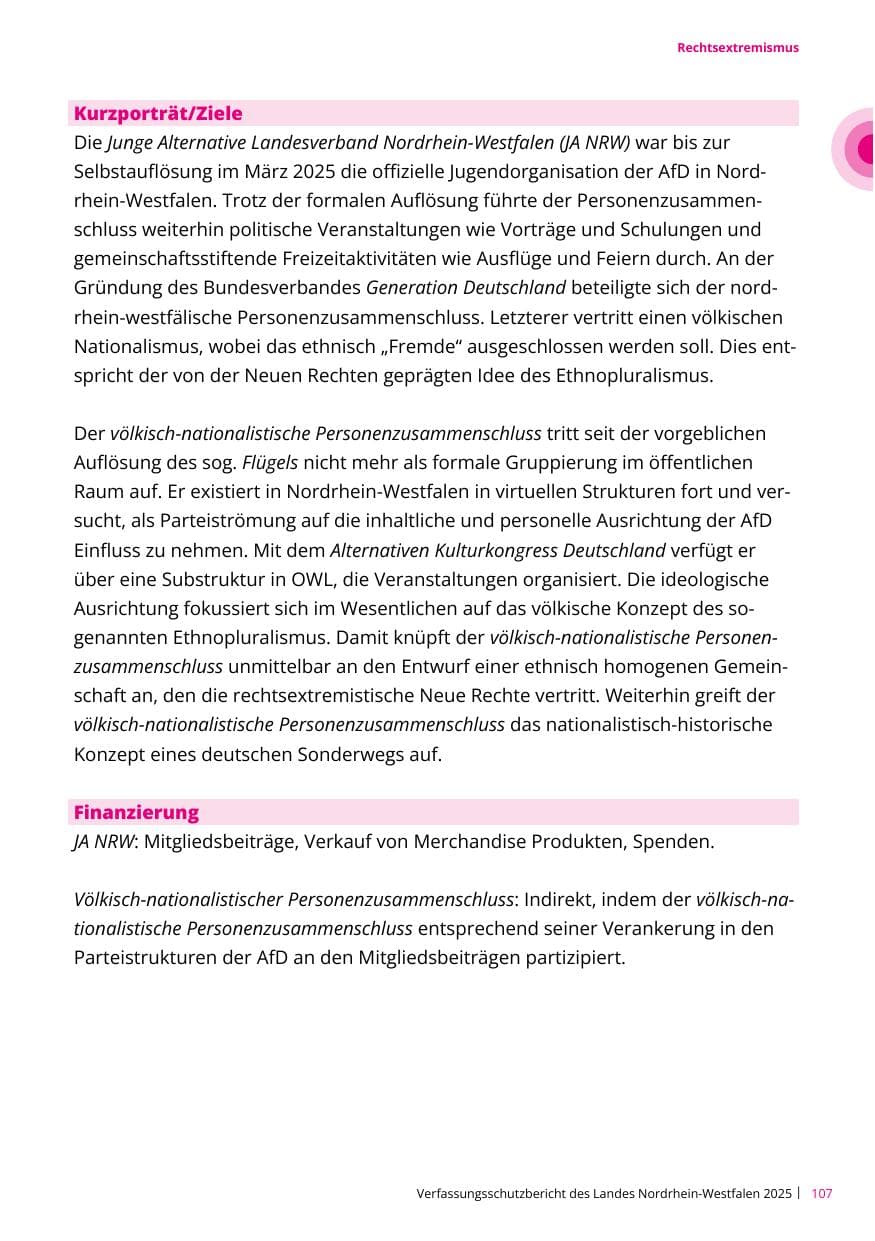 Seite 107 des Verfassungsschutzbericht 2025 Nordrhein-Westfalen