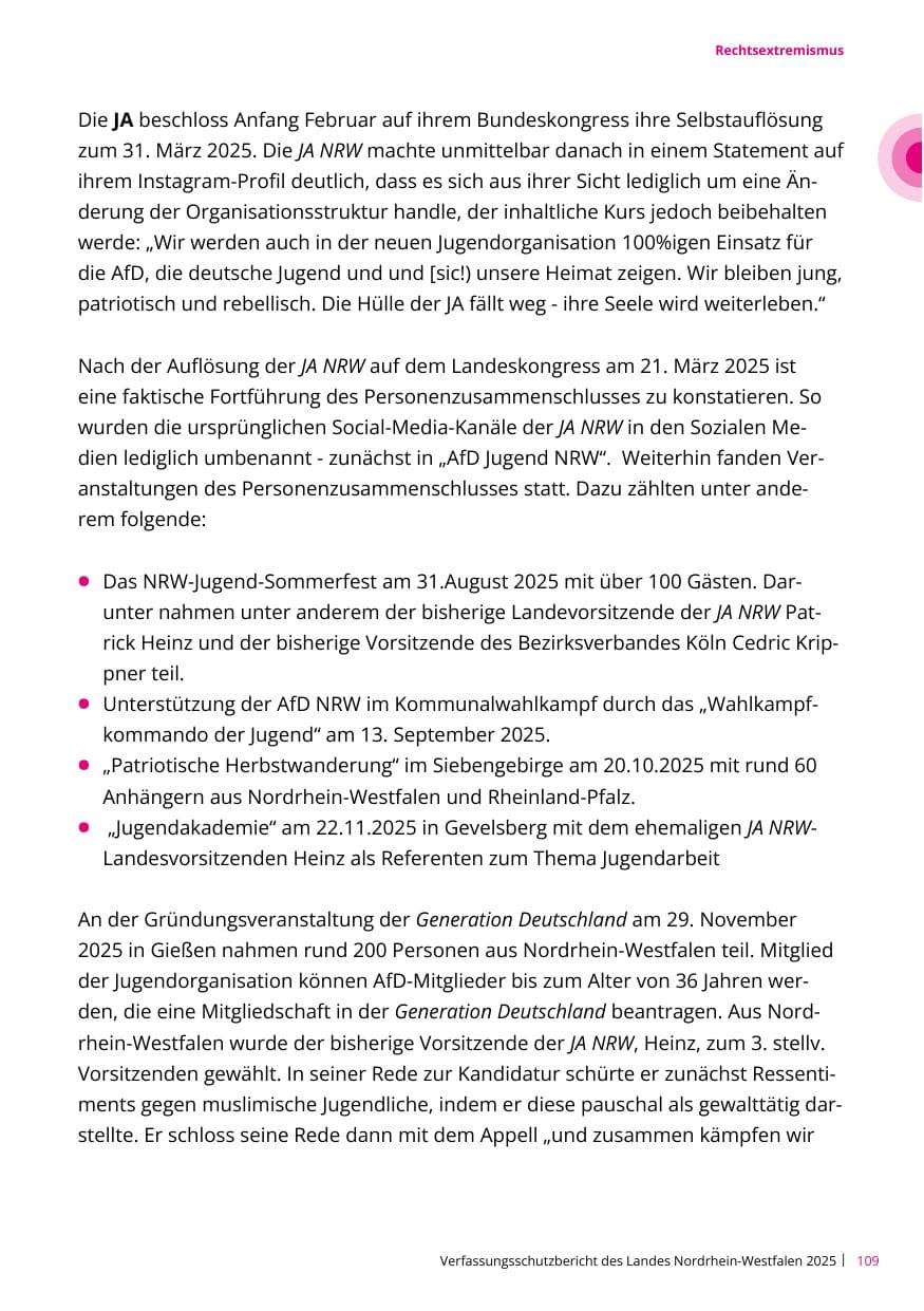 Seite 109 des Verfassungsschutzbericht 2025 Nordrhein-Westfalen