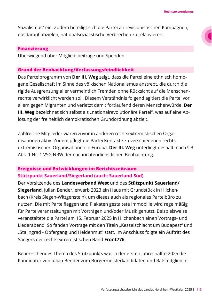 Seite 113 des Verfassungsschutzbericht 2025 Nordrhein-Westfalen