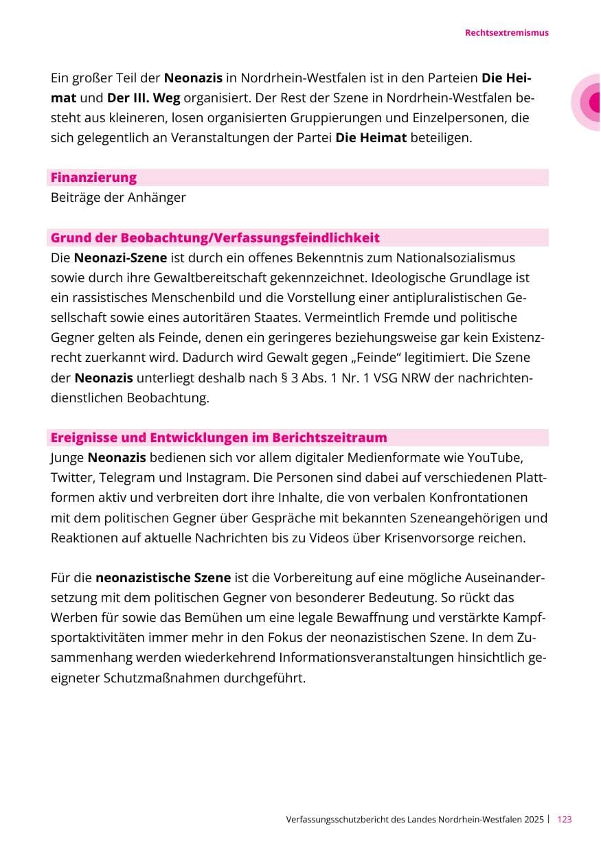 Seite 123 des Verfassungsschutzbericht 2025 Nordrhein-Westfalen