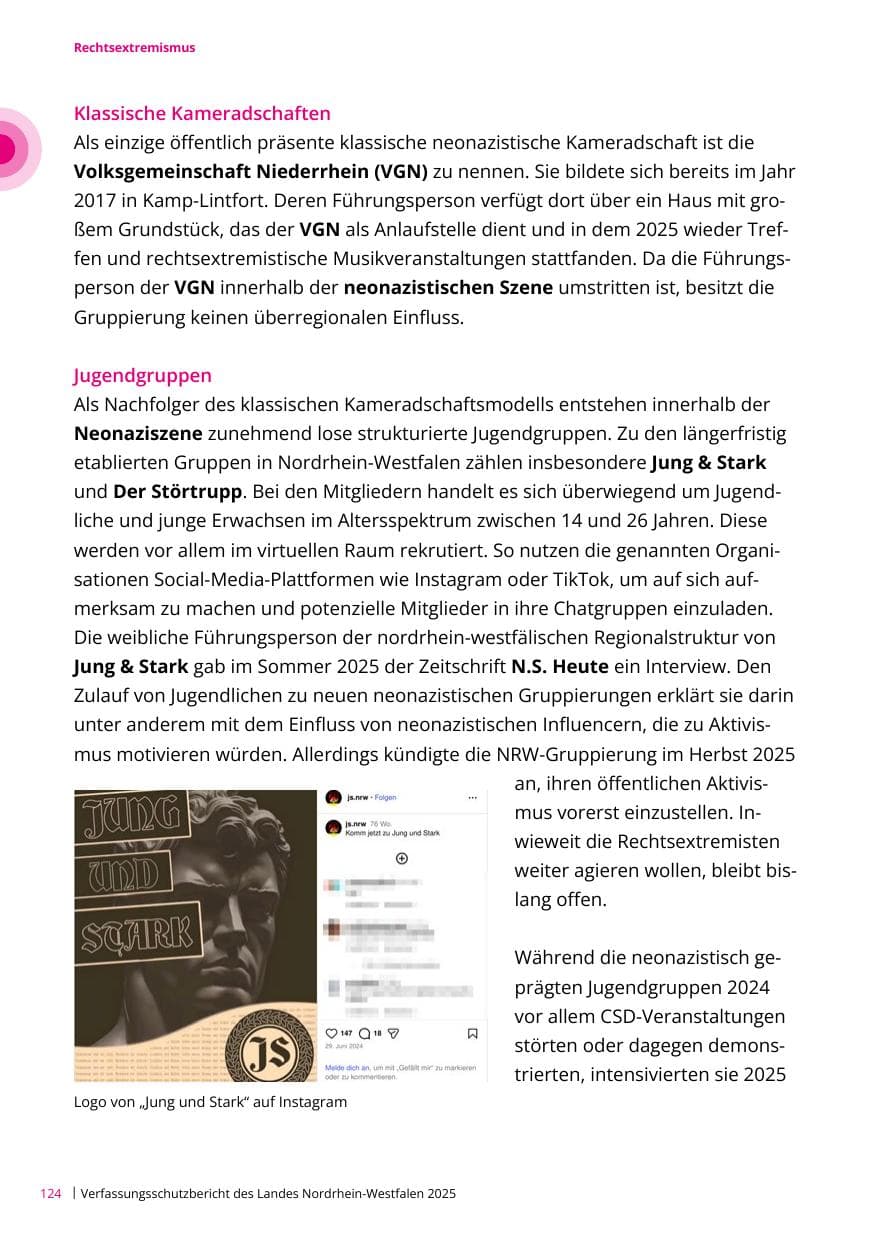 Seite 124 des Verfassungsschutzbericht 2025 Nordrhein-Westfalen