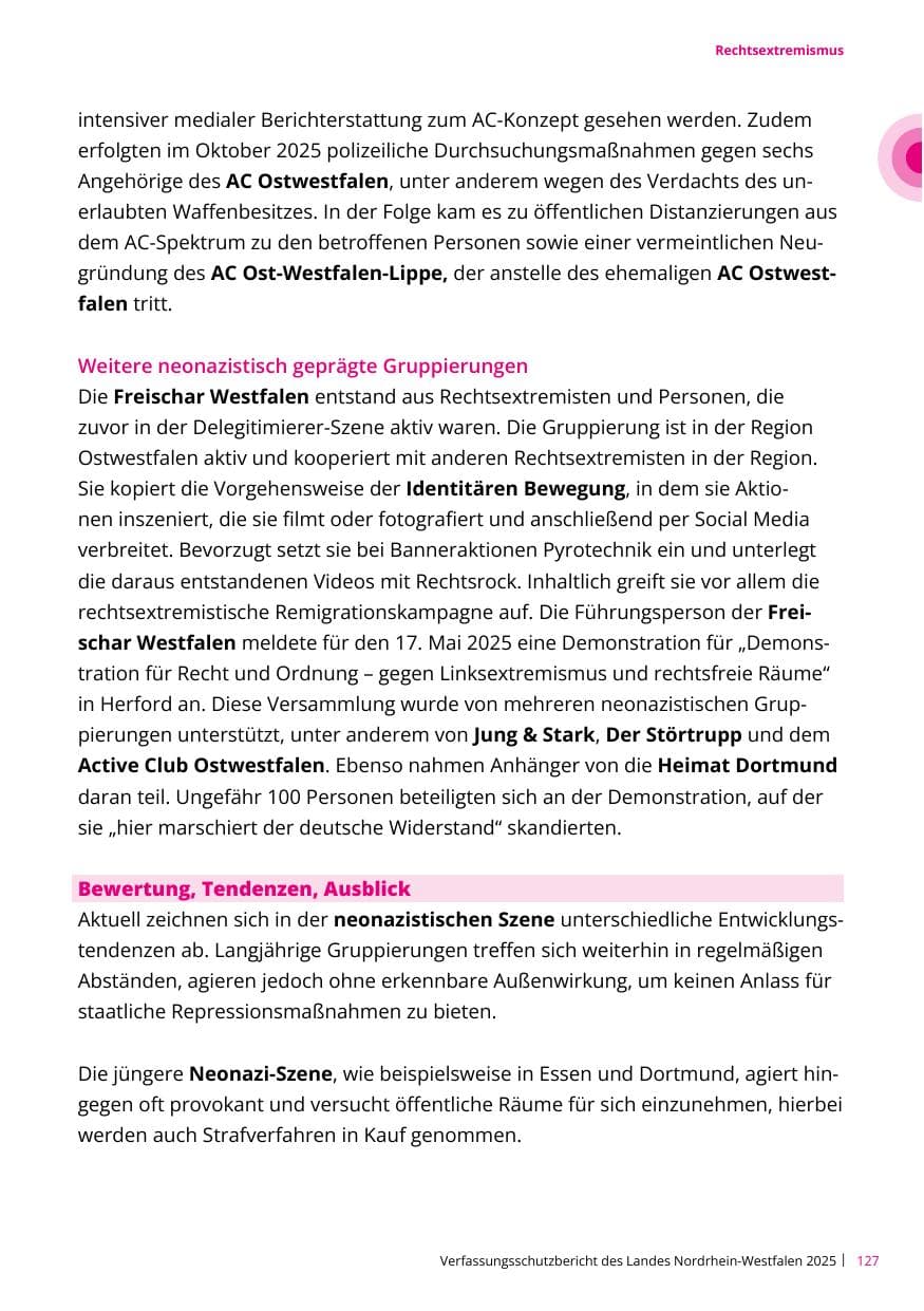Seite 127 des Verfassungsschutzbericht 2025 Nordrhein-Westfalen
