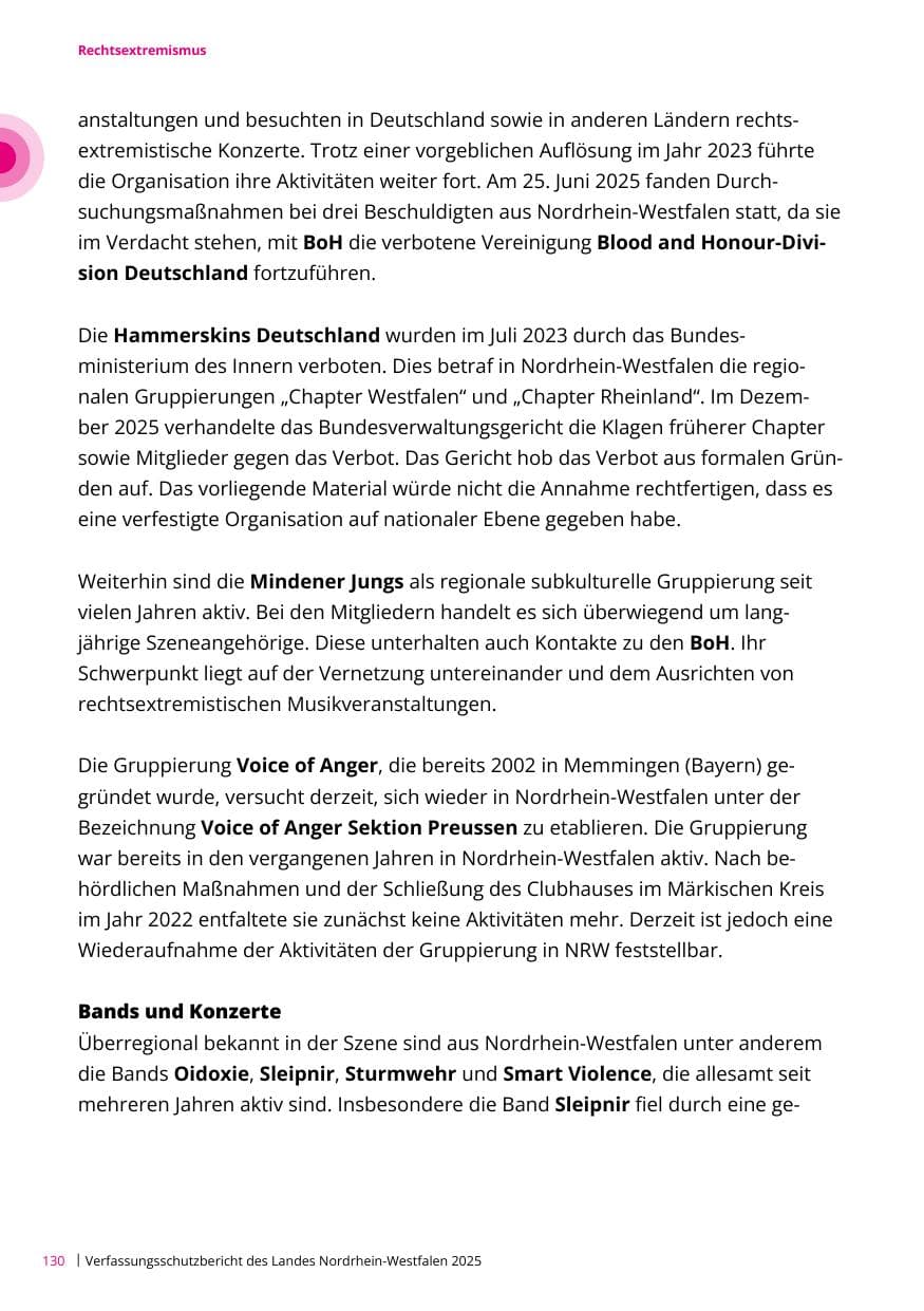 Seite 130 des Verfassungsschutzbericht 2025 Nordrhein-Westfalen