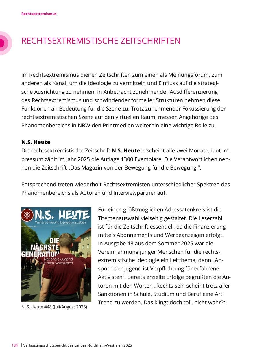 Seite 134 des Verfassungsschutzbericht 2025 Nordrhein-Westfalen