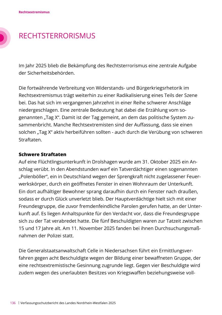 Seite 136 des Verfassungsschutzbericht 2025 Nordrhein-Westfalen