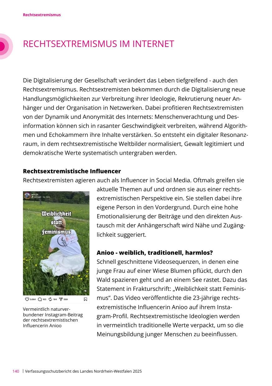 Seite 140 des Verfassungsschutzbericht 2025 Nordrhein-Westfalen