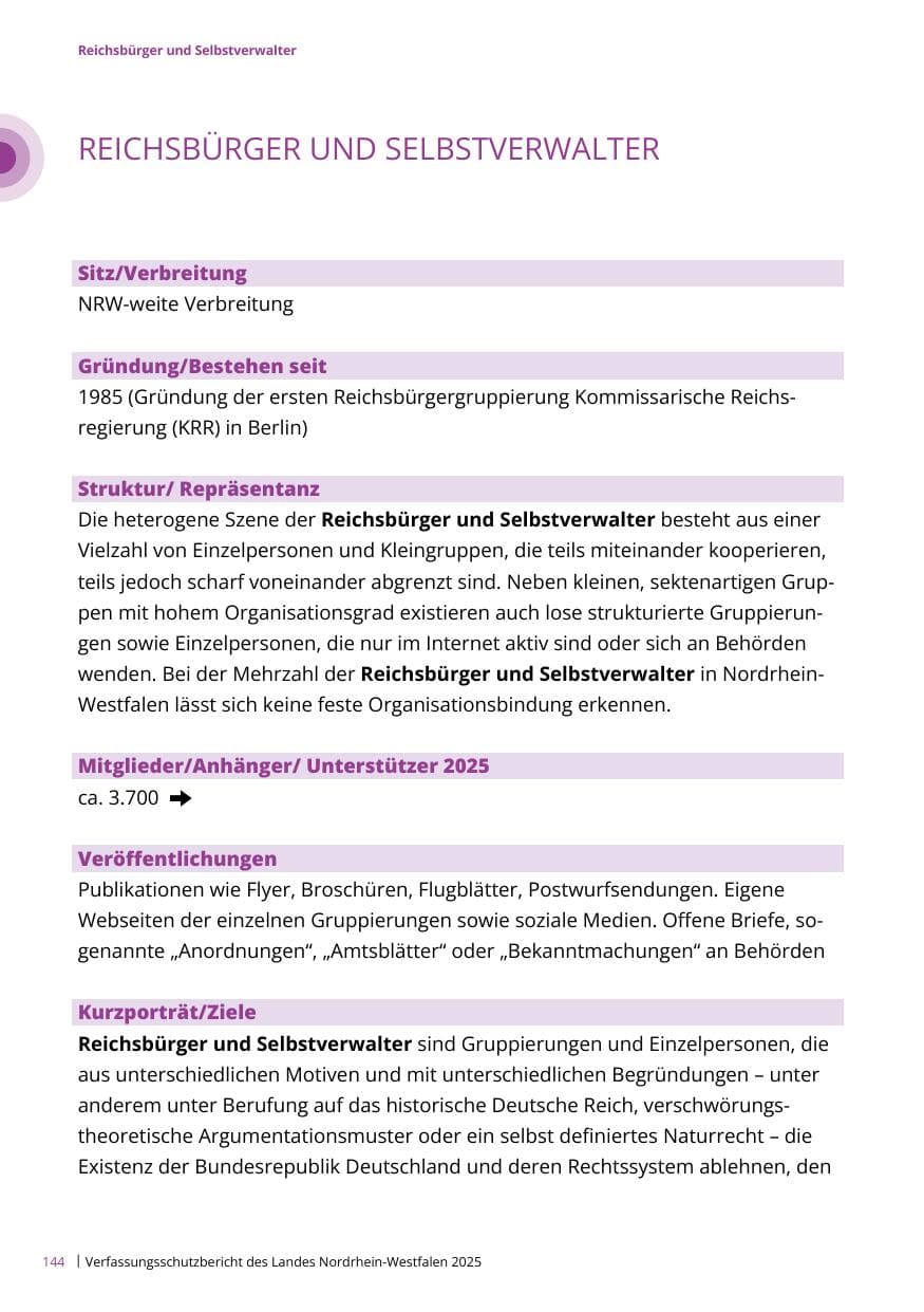 Seite 144 des Verfassungsschutzbericht 2025 Nordrhein-Westfalen