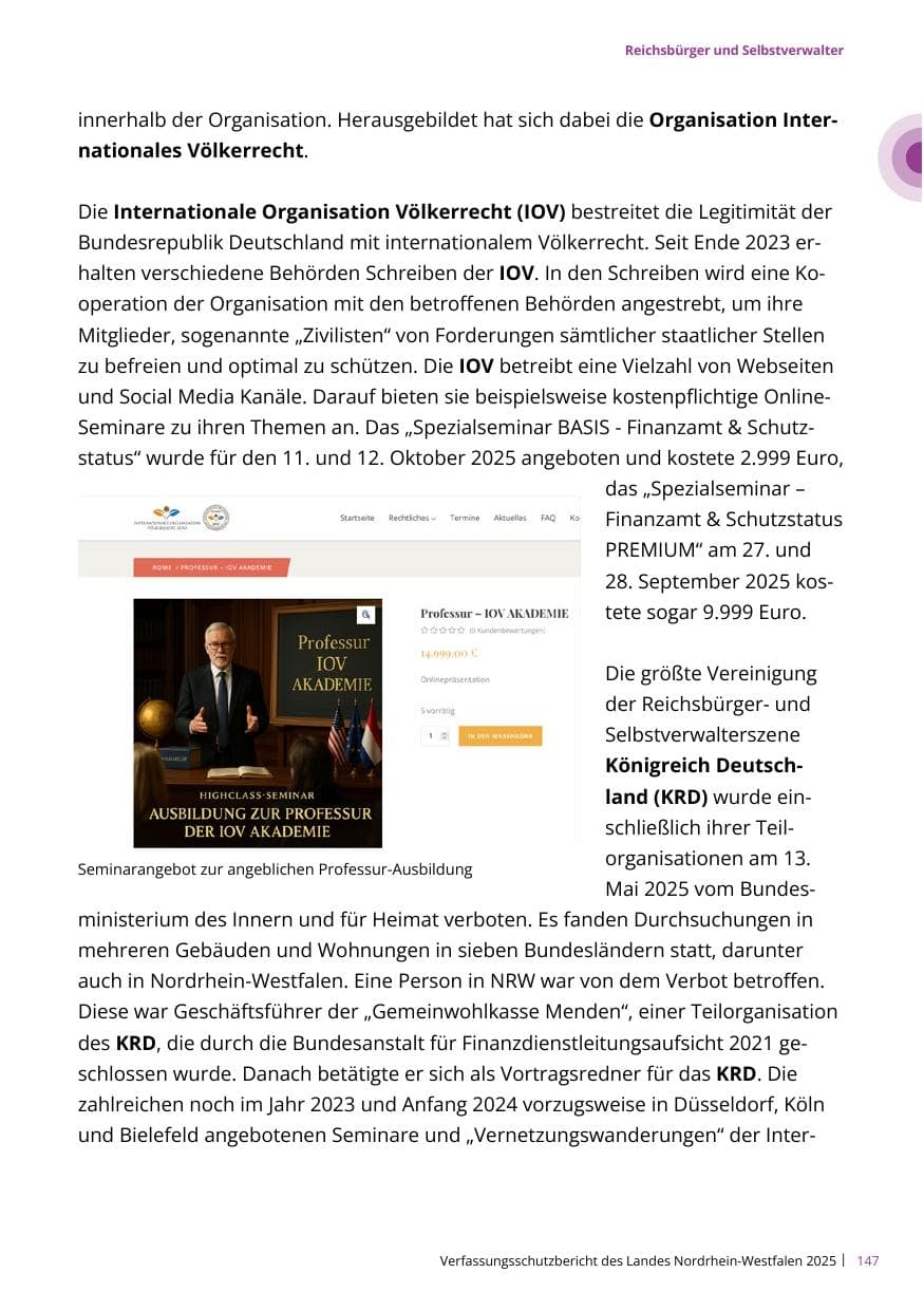 Seite 147 des Verfassungsschutzbericht 2025 Nordrhein-Westfalen