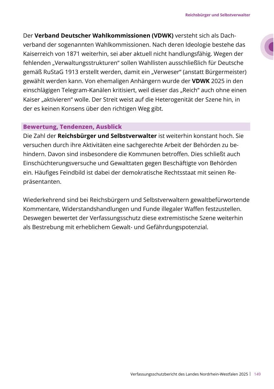 Seite 149 des Verfassungsschutzbericht 2025 Nordrhein-Westfalen