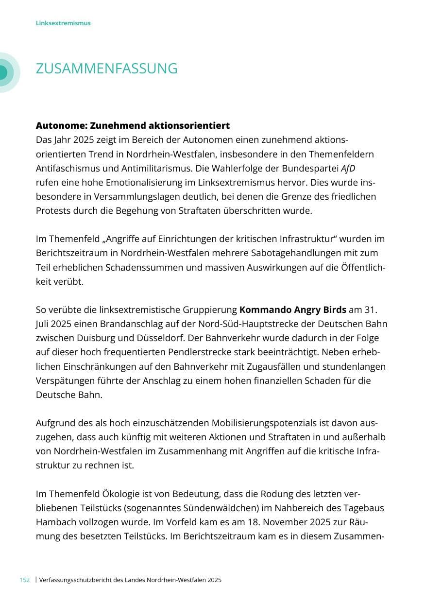 Seite 152 des Verfassungsschutzbericht 2025 Nordrhein-Westfalen
