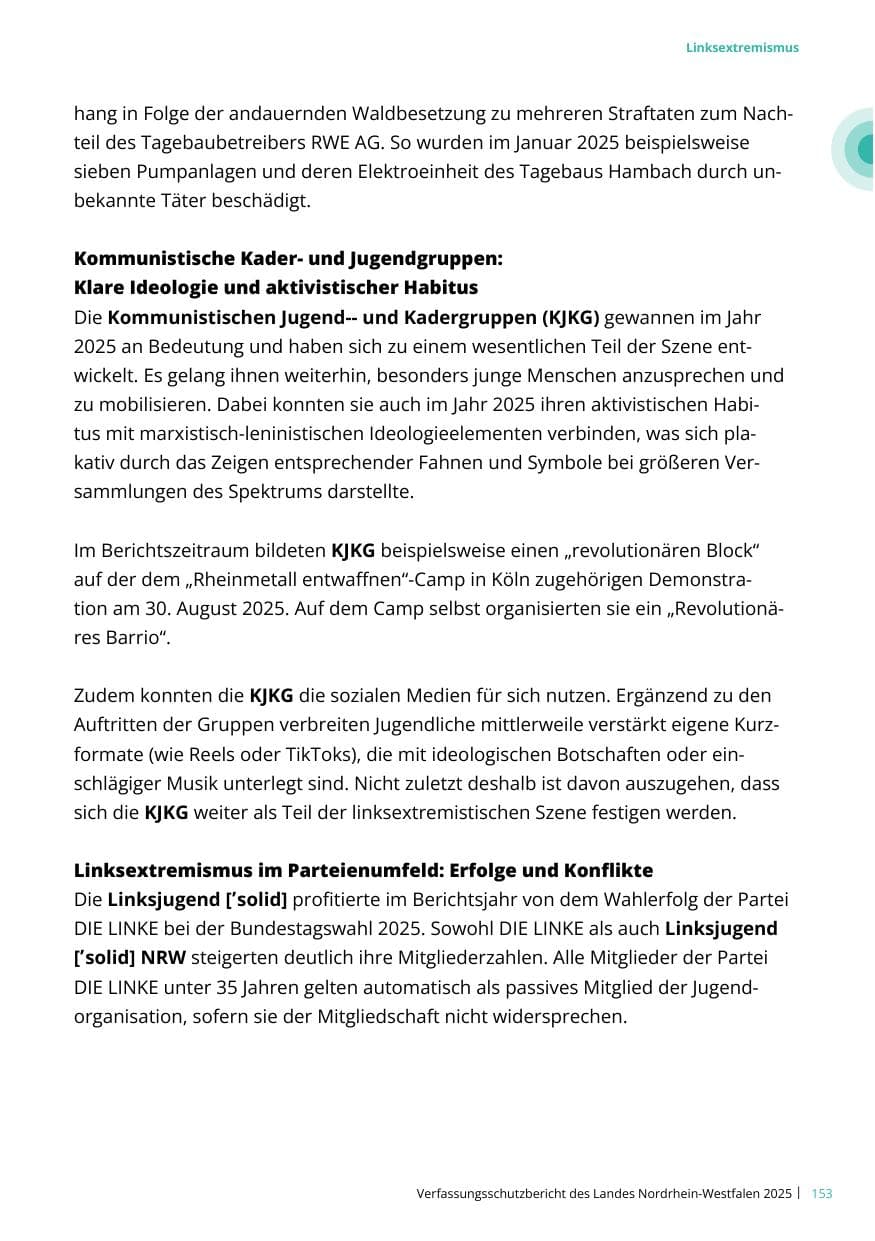 Seite 153 des Verfassungsschutzbericht 2025 Nordrhein-Westfalen