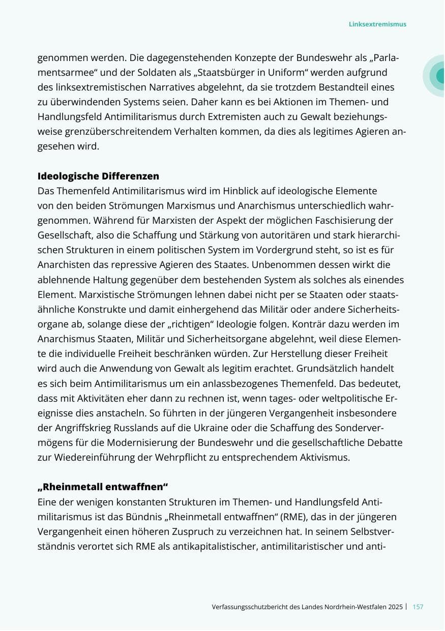 Seite 157 des Verfassungsschutzbericht 2025 Nordrhein-Westfalen