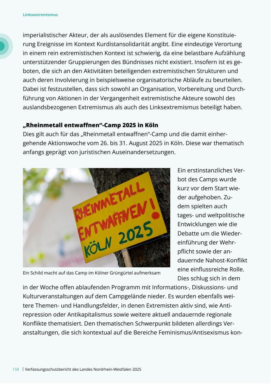 Seite 158 des Verfassungsschutzbericht 2025 Nordrhein-Westfalen