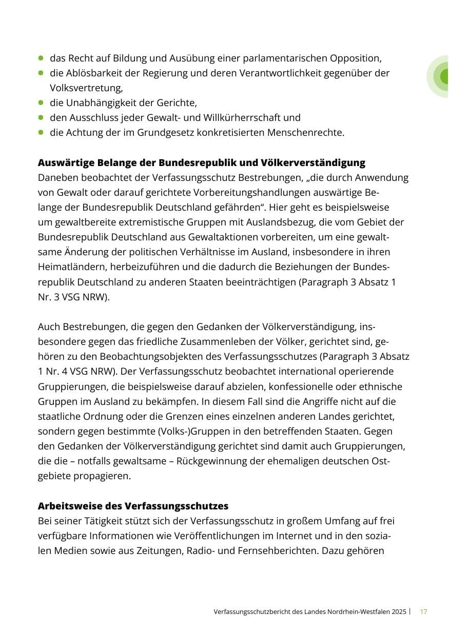 Seite 17 des Verfassungsschutzbericht 2025 Nordrhein-Westfalen