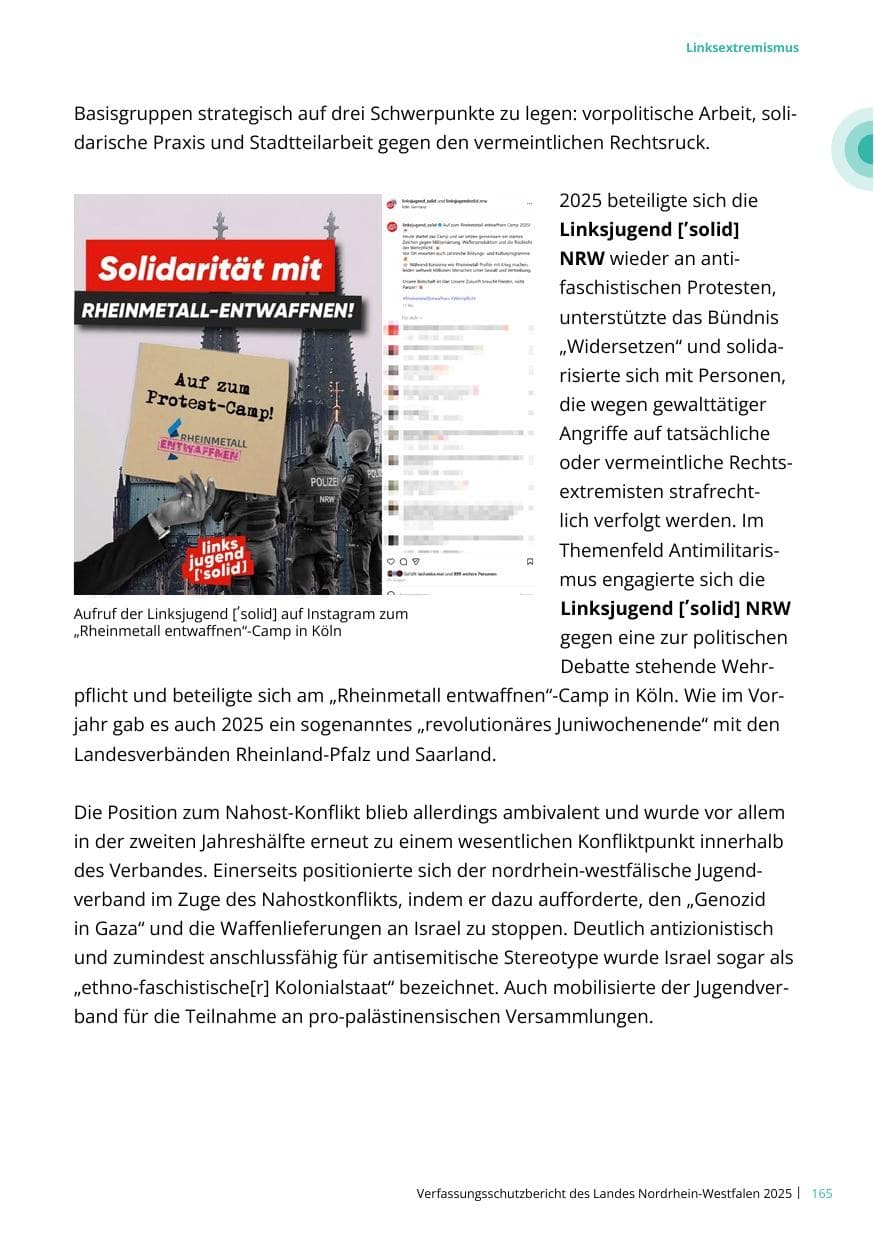 Seite 165 des Verfassungsschutzbericht 2025 Nordrhein-Westfalen