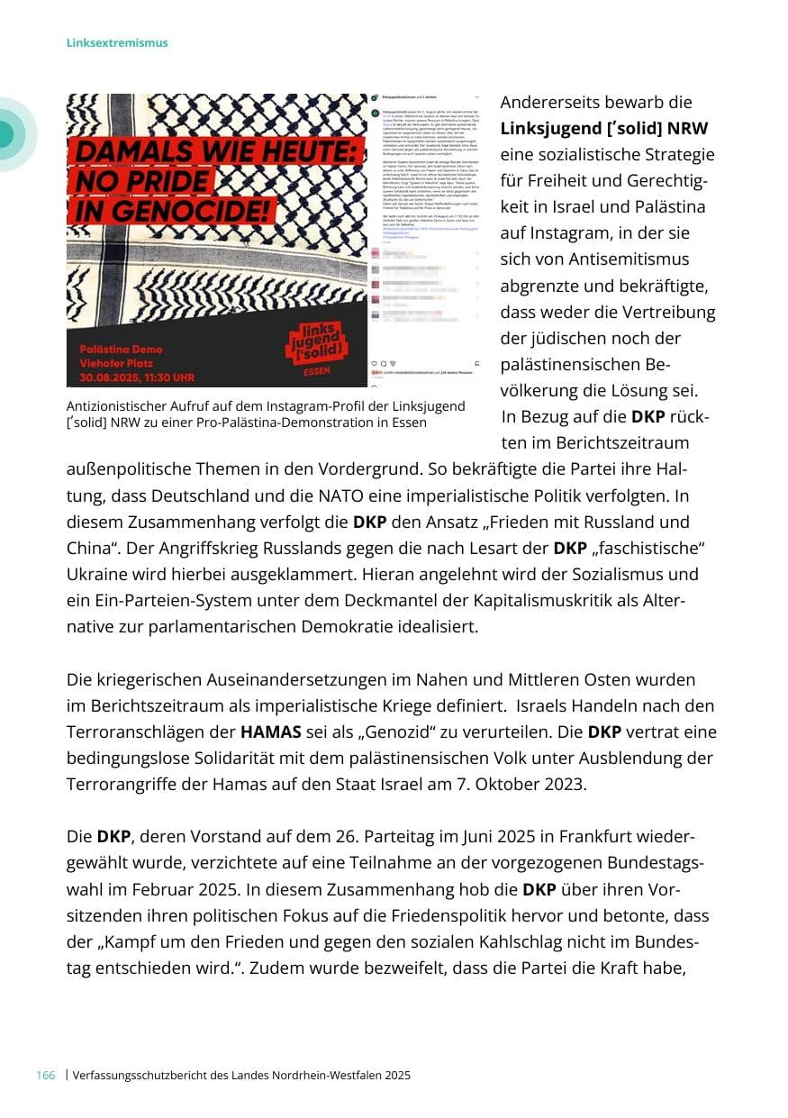 Seite 166 des Verfassungsschutzbericht 2025 Nordrhein-Westfalen