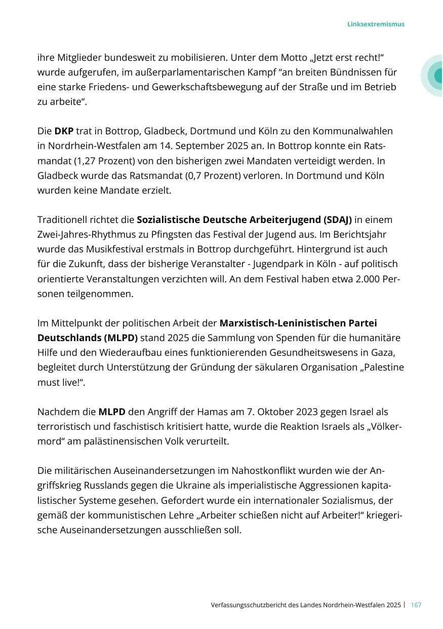 Seite 167 des Verfassungsschutzbericht 2025 Nordrhein-Westfalen
