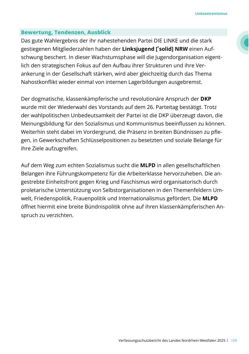 Seite 169 des Verfassungsschutzbericht 2025 Nordrhein-Westfalen