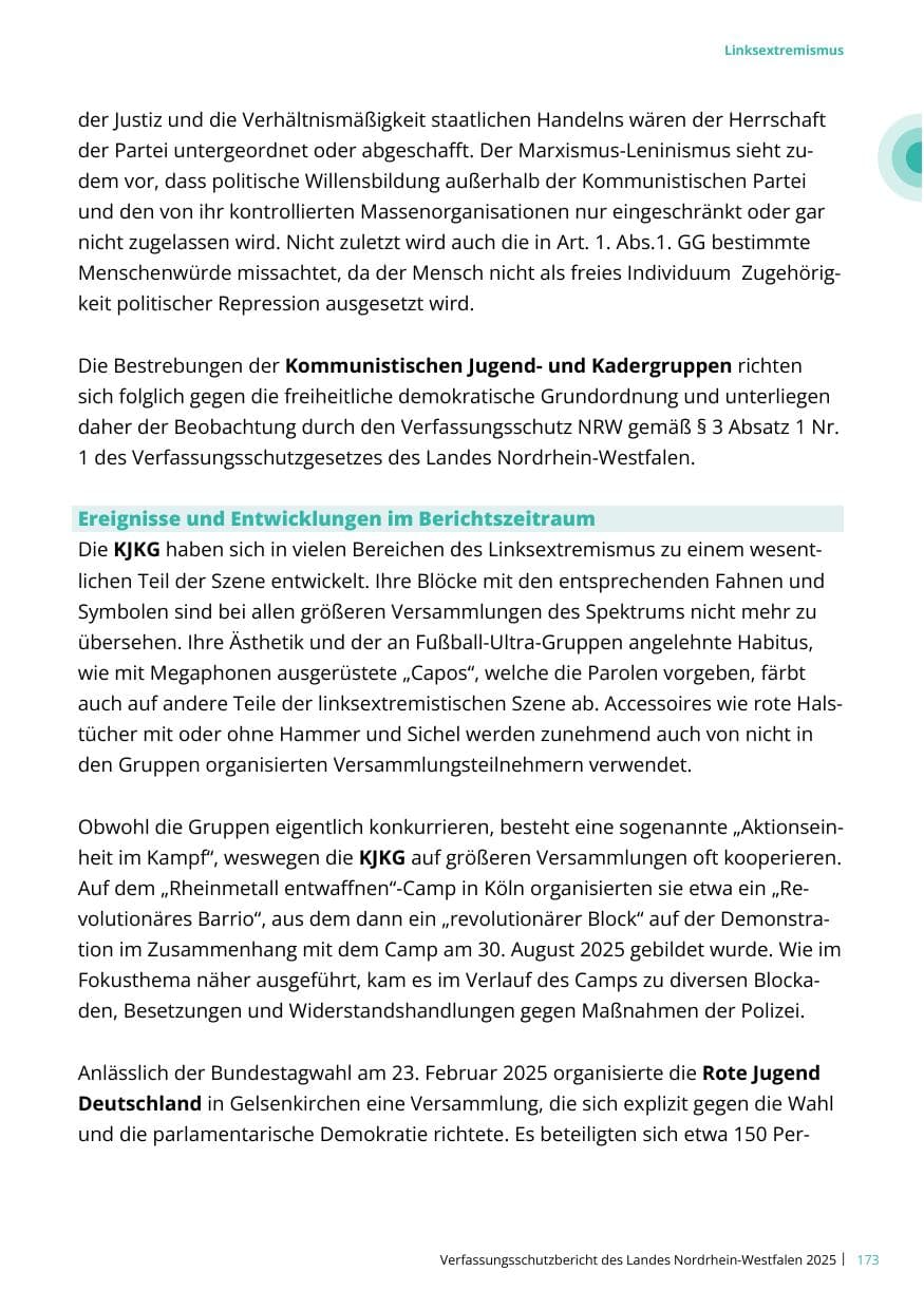 Seite 173 des Verfassungsschutzbericht 2025 Nordrhein-Westfalen