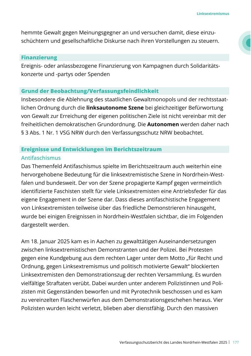 Seite 177 des Verfassungsschutzbericht 2025 Nordrhein-Westfalen