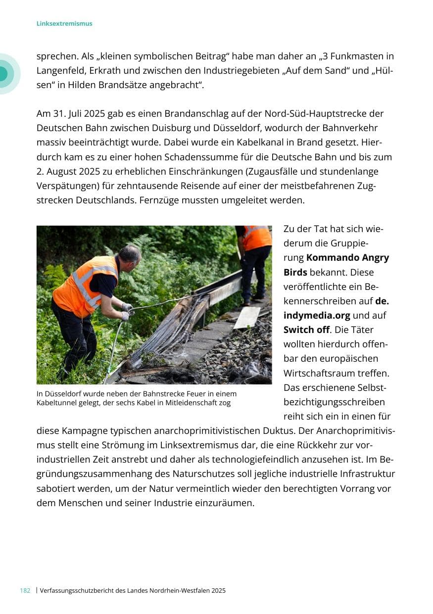 Seite 182 des Verfassungsschutzbericht 2025 Nordrhein-Westfalen